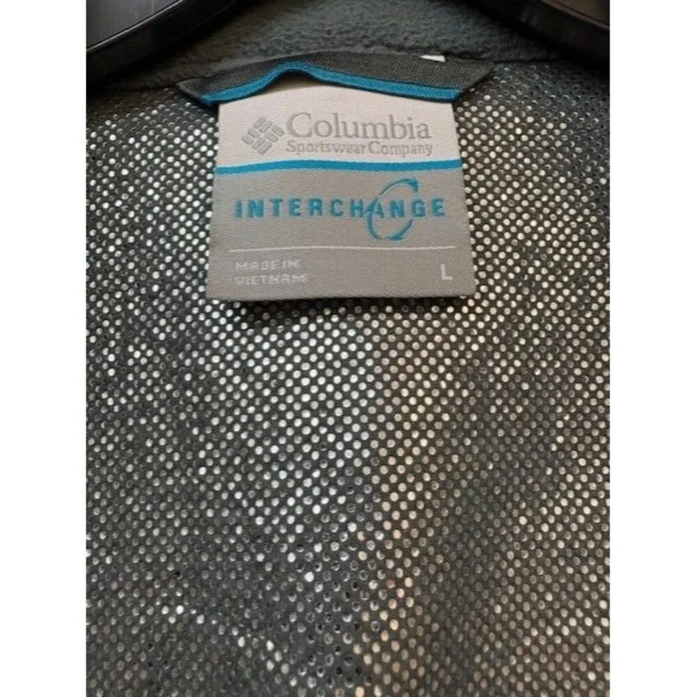 Columbia Interchange Gray Hooded Jacket Mens‎ Size L Water-Resistant Shell